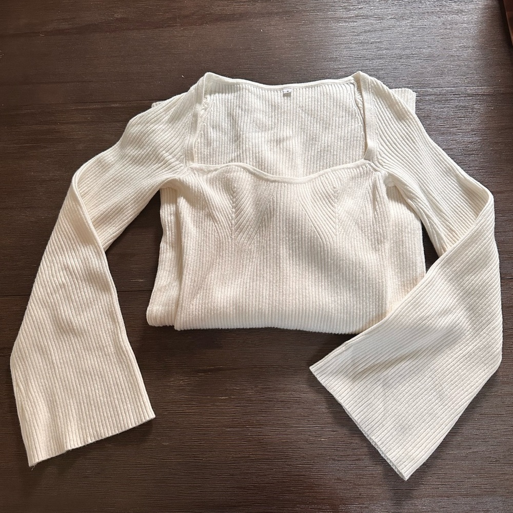 White Knit Winter Dress with Slit - Picture 2 of 3